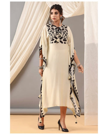 Neck Embroidered Muslin Kaftan Kurta